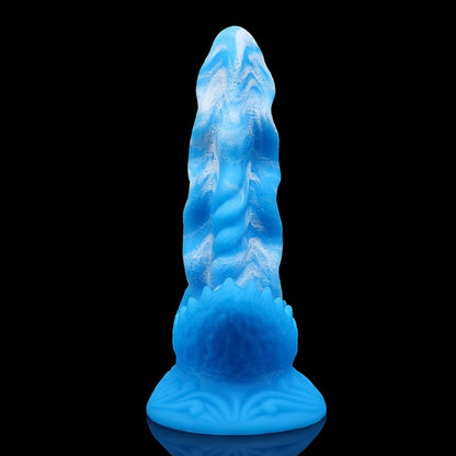 Blue Silicone Fantasy Suction Cup Dildo-Hands-Free Alien Tongue Design for Orgasmic Massage & Female Masturbation