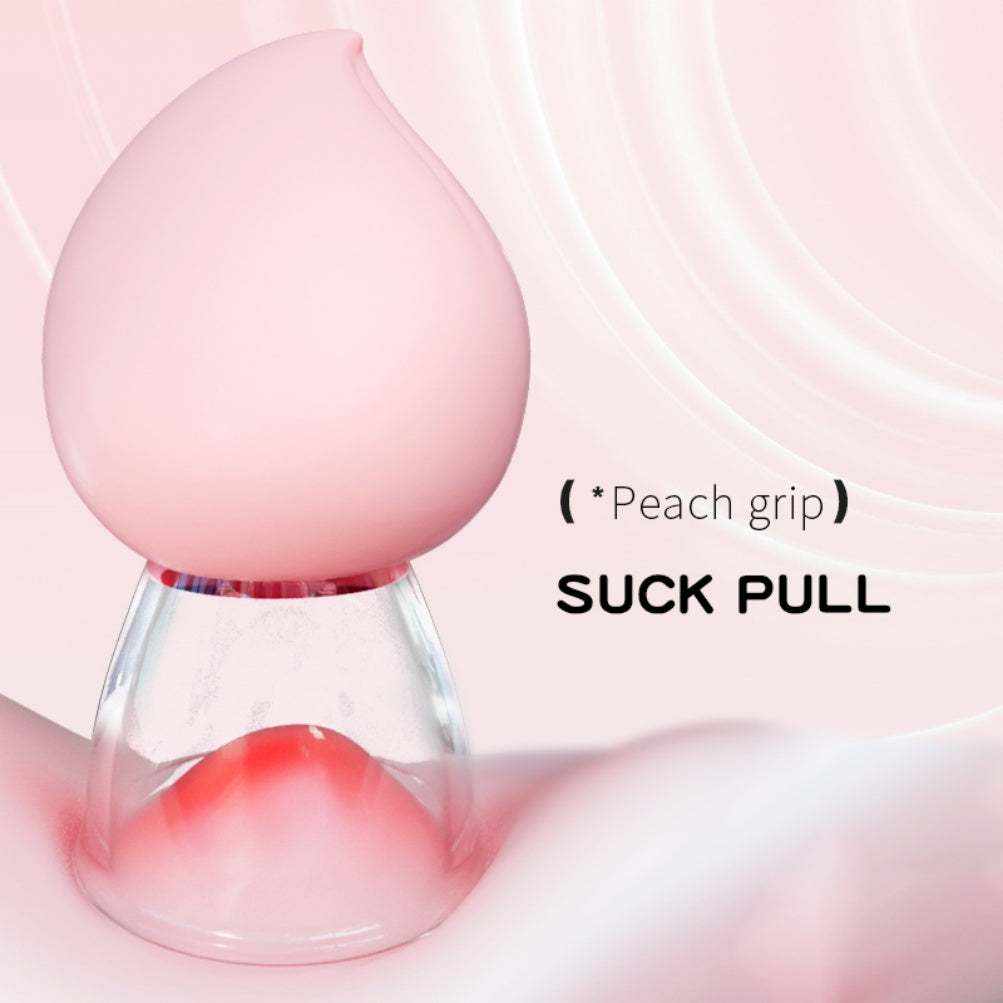 Pink Peach Clit Sucker & Nipple Stimulator - Cute Silicone Suction Toy for Orgasmic Massage