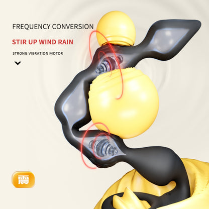 Fantasy 5-Bead Silicone Prostate Massager – Dual Motor Vibrating Anal Beads & 3-in-1 Male Sex Toy