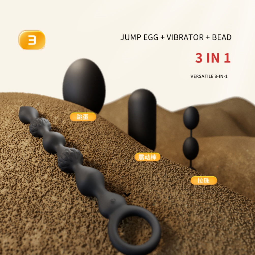 Fantasy 5-Bead Silicone Prostate Massager – Dual Motor Vibrating Anal Beads & 3-in-1 Male Sex Toy