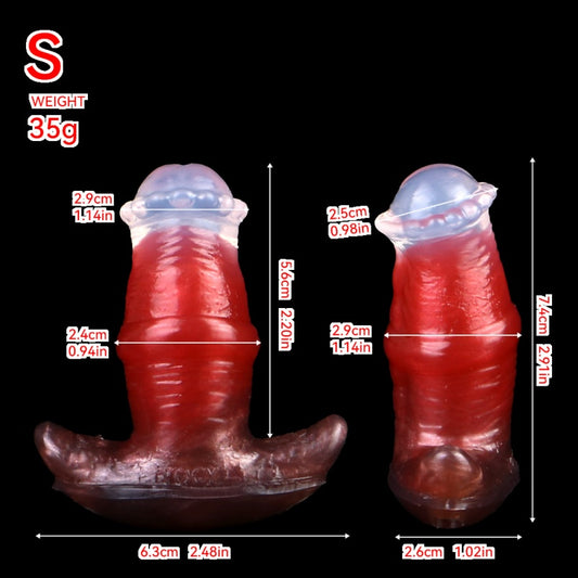 Strap-On Fantasy Anal Dildo Butt Plug Restraint Set – Beast-Like Blood Red Silicone Sex Toys for Deep Penetration