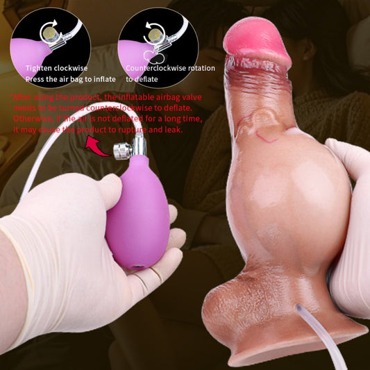 Realistischer, aufblasbarer Dildo aus künstlichem Sperma aus Silikon – Lustwerkzeug zur Vaginalerweiterung für tiefe innere Stimulation