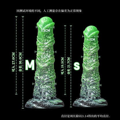 Grüner Fantasy-Pferdeschwanz aus Silikon mit Saugnapf – Einführbares Sexspielzeug zur G-Punkt-Stimulation