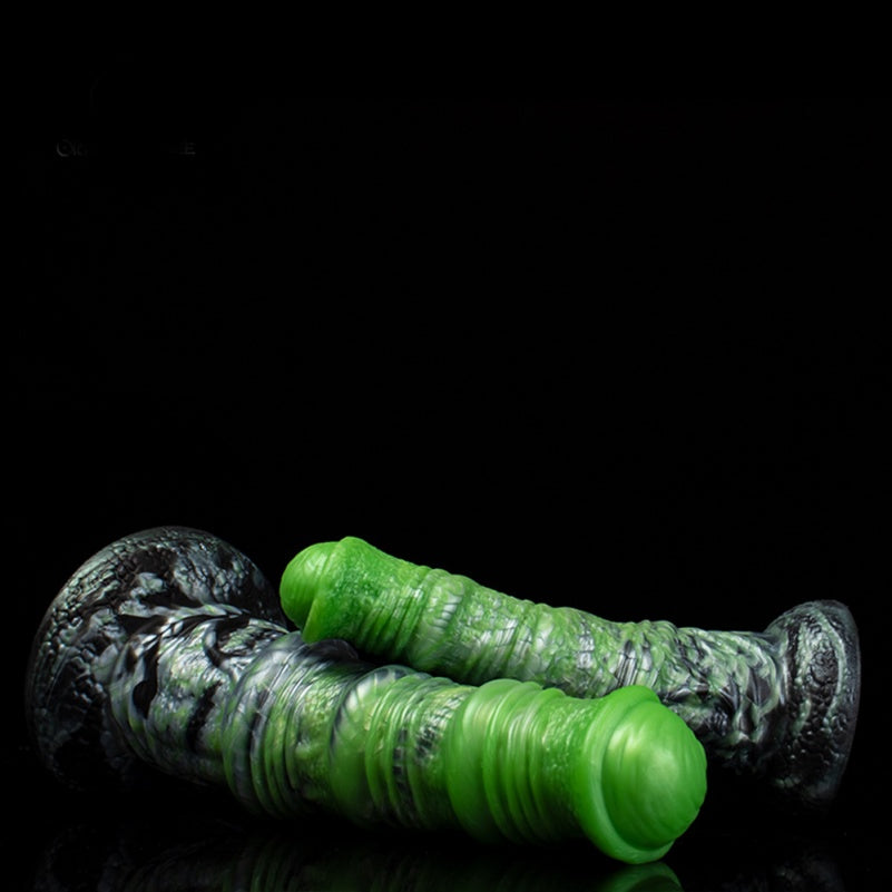 Grüner Fantasy-Pferdeschwanz aus Silikon mit Saugnapf – Einführbares Sexspielzeug zur G-Punkt-Stimulation