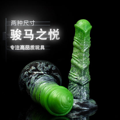 Grüner Fantasy-Pferdeschwanz aus Silikon mit Saugnapf – Einführbares Sexspielzeug zur G-Punkt-Stimulation