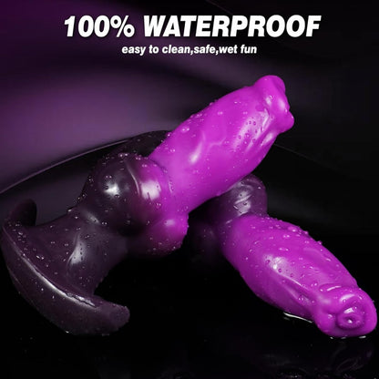 Fantasy Inflatable Monster Dog Knotting Dildo - Purple Silicone Vaginal Expansion Sex Toys