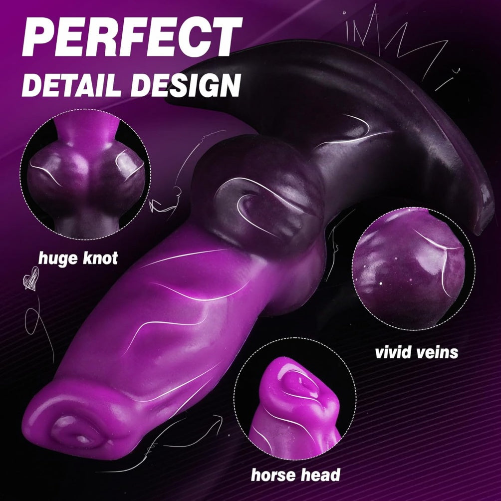 Fantasy Inflatable Monster Dog Knotting Dildo - Purple Silicone Vaginal Expansion Sex Toys