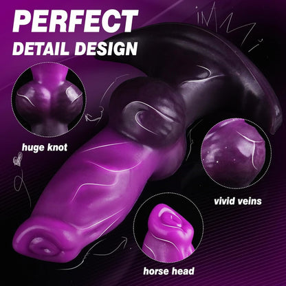Fantasy Inflatable Monster Dog Knotting Dildo - Purple Silicone Vaginal Expansion Sex Toys