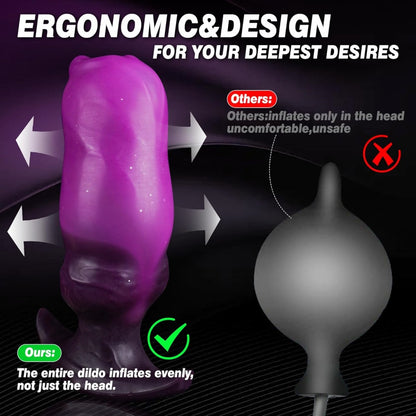 Fantasy Inflatable Monster Dog Knotting Dildo - Purple Silicone Vaginal Expansion Sex Toys