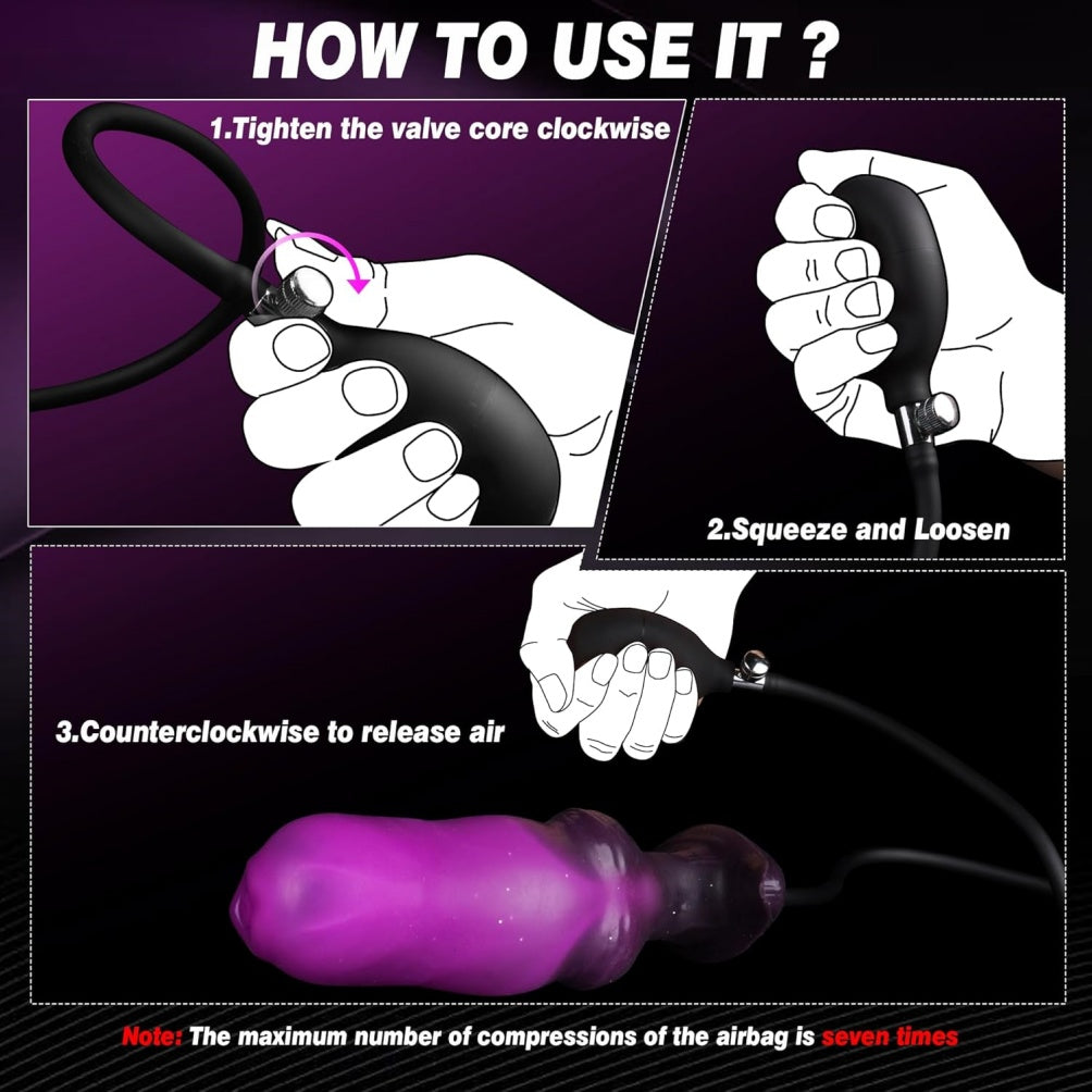 Fantasy Inflatable Monster Dog Knotting Dildo - Purple Silicone Vaginal Expansion Sex Toys