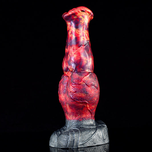 Blood-Red Fire Dragon Silicone Monster Knot Dildo – Fantasy G-Spot Expansion Sex Toy
