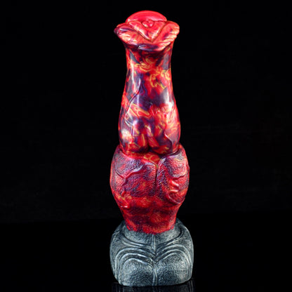 Godemiché en silicone en forme de dragon de feu rouge sang – Jouet sexuel fantastique pour l'expansion du point G