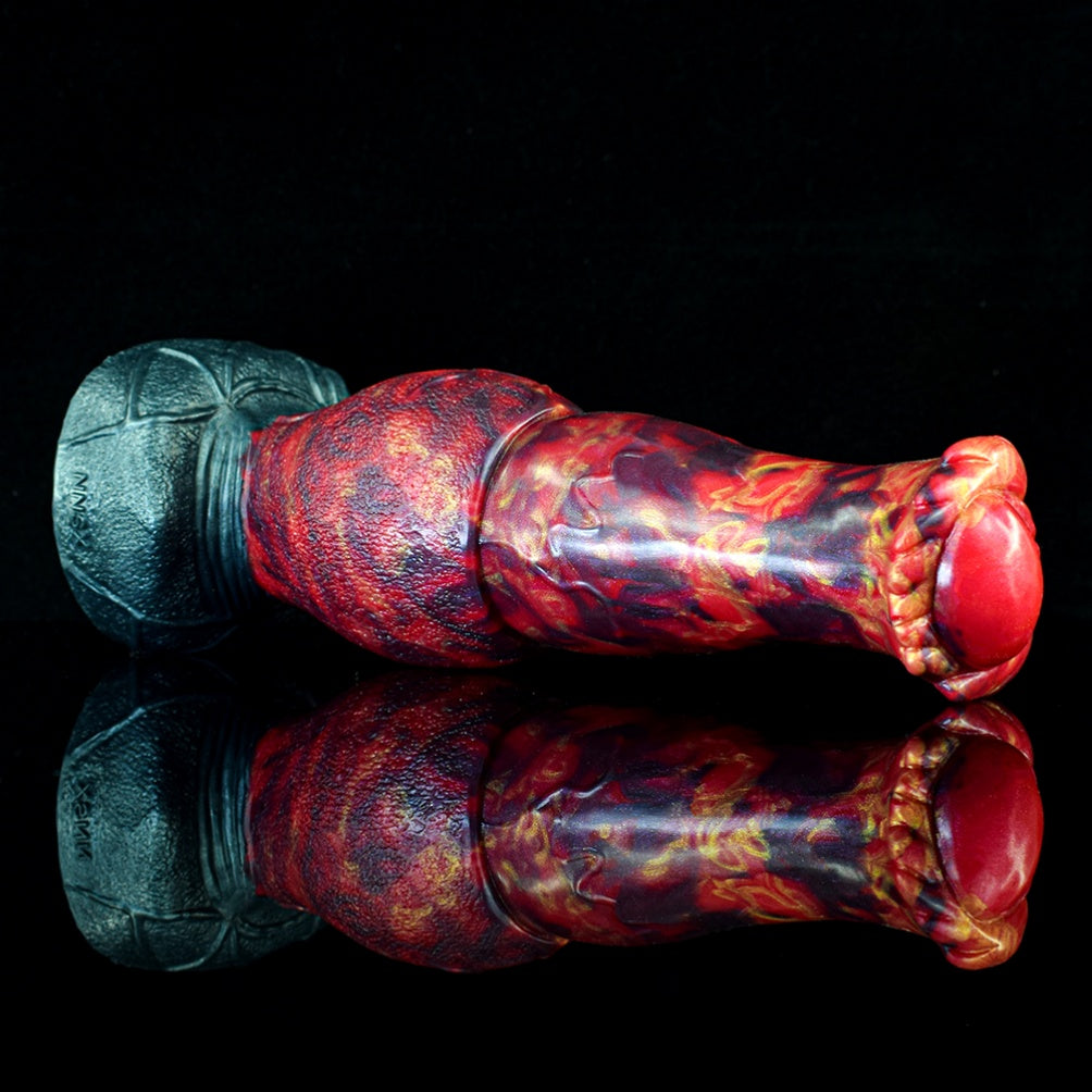 Godemiché en silicone en forme de dragon de feu rouge sang – Jouet sexuel fantastique pour l'expansion du point G