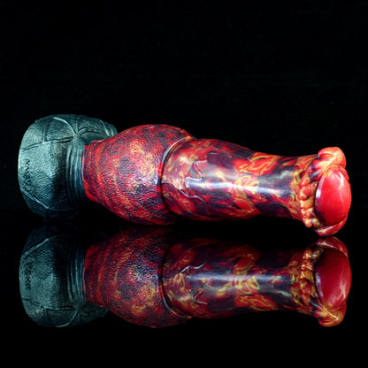 Godemiché en silicone en forme de dragon de feu rouge sang – Jouet sexuel fantastique pour l'expansion du point G
