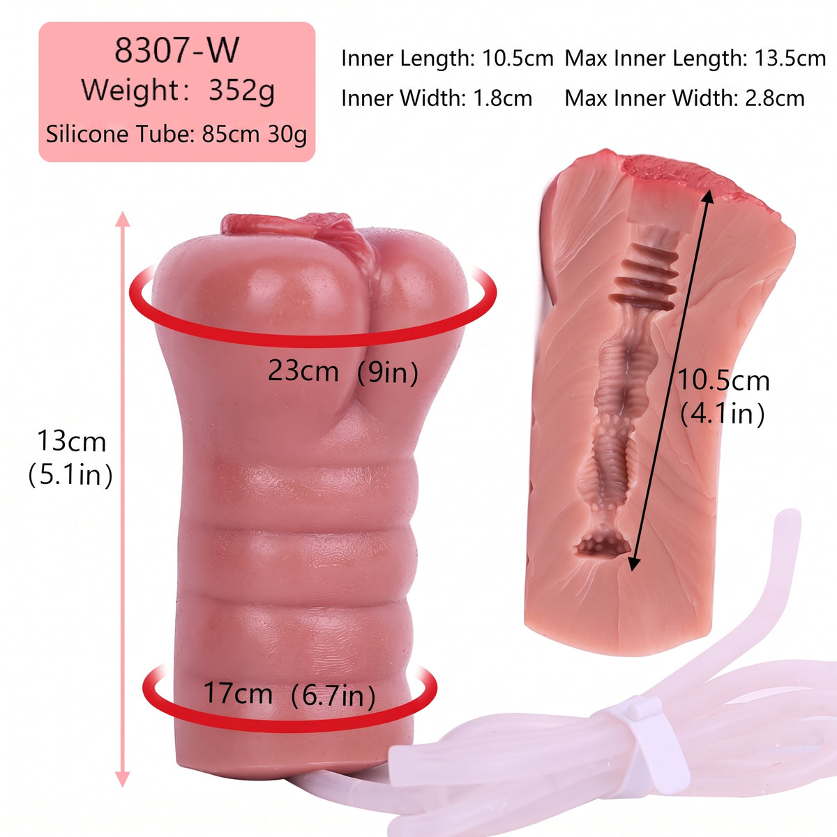 Flush-Toned Platinum Silicone Pocket Pussy – Hand-Airbrushed Textured Male Stroker with Dual-Action Squirt Mechanism