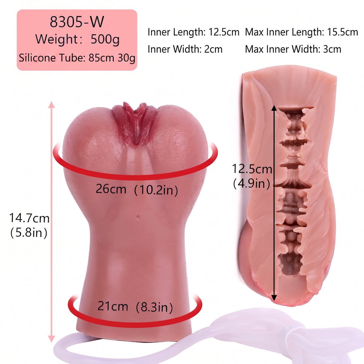 Rose Form Pocket Pussy – Sculpted Platinum Silicone with Water-Effect Tubing