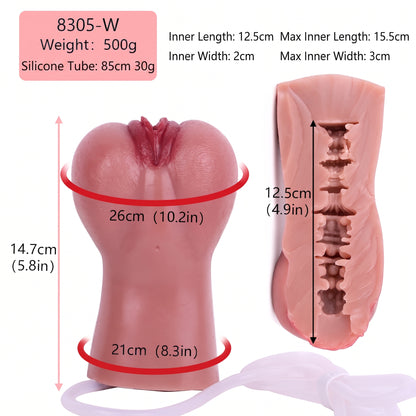 Rose Form Pocket Pussy – Sculpted Platinum Silicone with Water-Effect Tubing