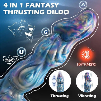 Fantasy Silicone Dog Knotting Dildo - Thrusting & Vibrating G-Spot Orgasmic Massage Sex Toys for Women