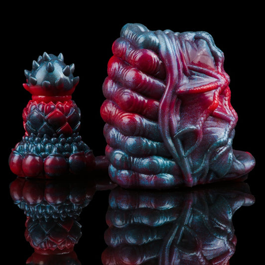 Fantasy Alien Pussy & Anal Plug 2-in-1 – Platinum Silicone Male Masturbator with Multi-Texture Stimulation