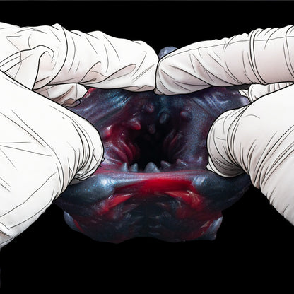 Fantasy Alien Pussy & Anal Plug 2-in-1 – Platinum Silicone Male Masturbator with Multi-Texture Stimulation