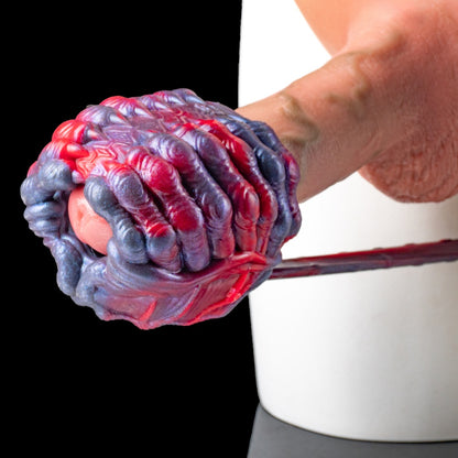 Fantasy Alien Pussy & Anal Plug 2-in-1 – Platinum Silicone Male Masturbator with Multi-Texture Stimulation