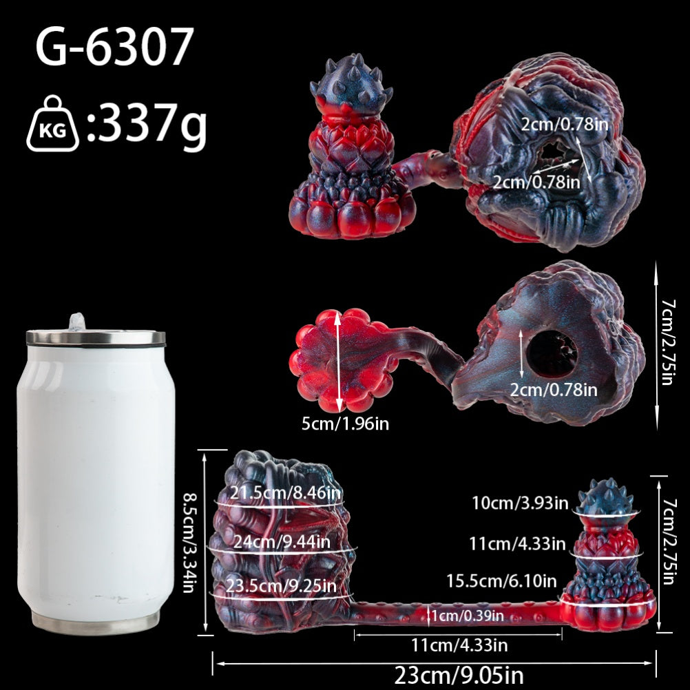 Fantasy Alien Pussy & Anal Plug 2-in-1 – Platinum Silicone Male Masturbator with Multi-Texture Stimulation