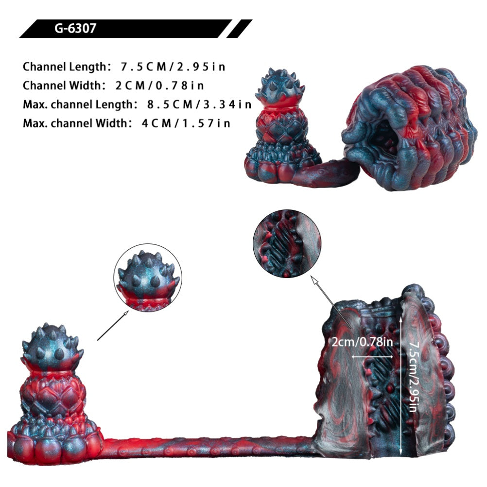 Fantasy Alien Pussy & Anal Plug 2-in-1 – Platinum Silicone Male Masturbator with Multi-Texture Stimulation