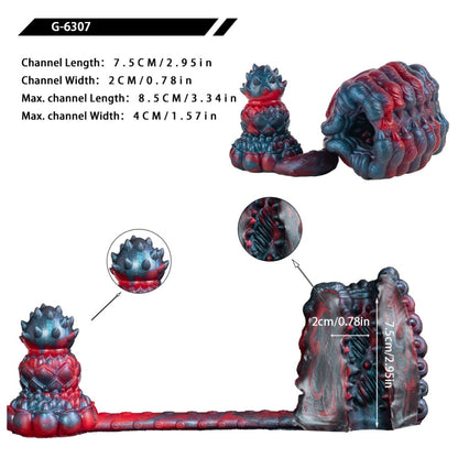 Fantasy Alien Pussy & Anal Plug 2-in-1 – Platinum Silicone Male Masturbator with Multi-Texture Stimulation