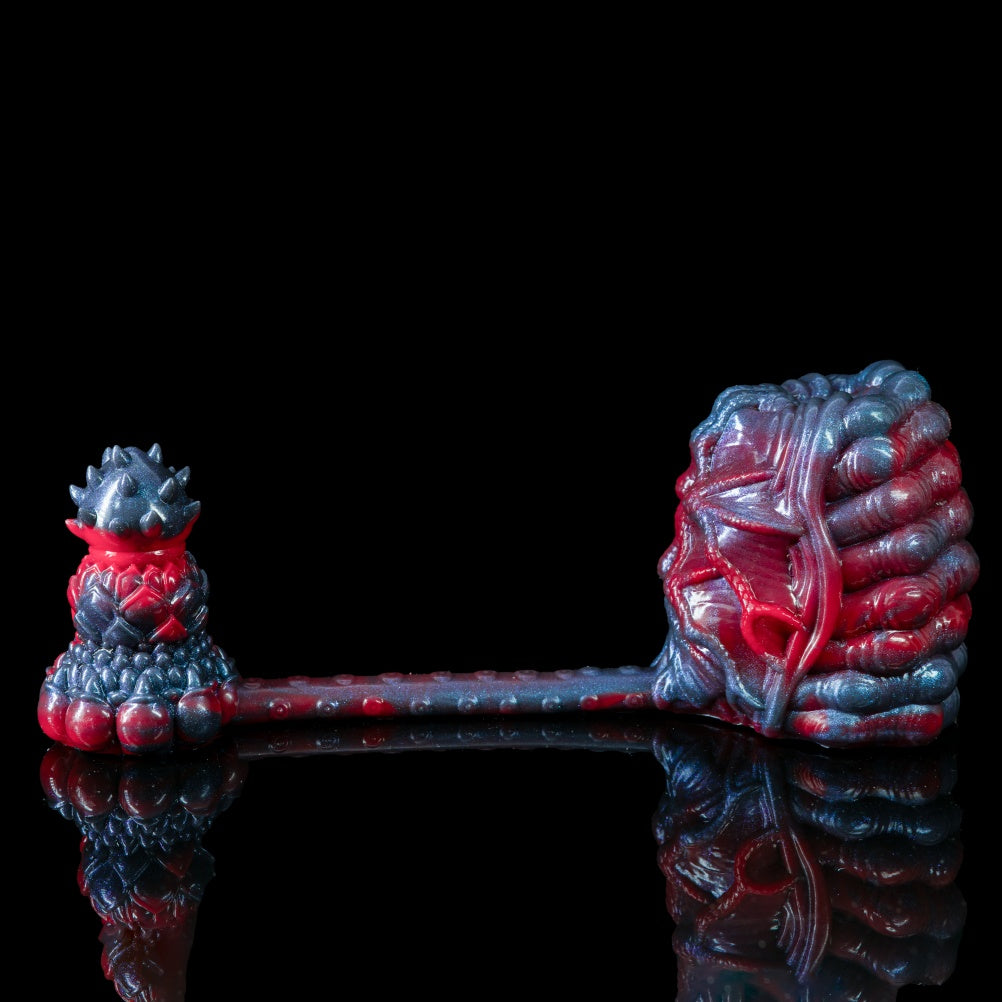 Fantasy Alien Pussy & Anal Plug 2-in-1 – Platinum Silicone Male Masturbator with Multi-Texture Stimulation