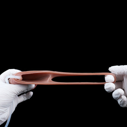 Realistic Squirting Penis Sleeve — Platinum Silicone Penile Extender with Vein Texture, Skin Folds & Ejaculation Function