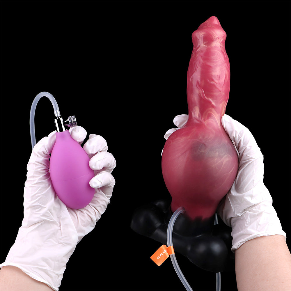 Dog Dildo Suction Cup Butt Plug - Inflatable Ejaculating Knotted Monsterdildo Female Masturbation