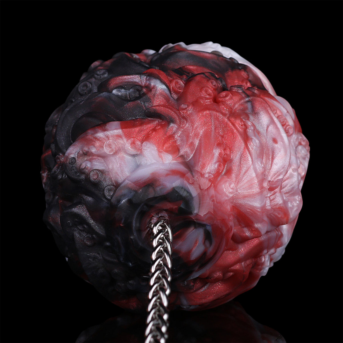 Tentacle Silicone Oviposition Egg Gag & Plug with Steel Chain & Leather Strap
