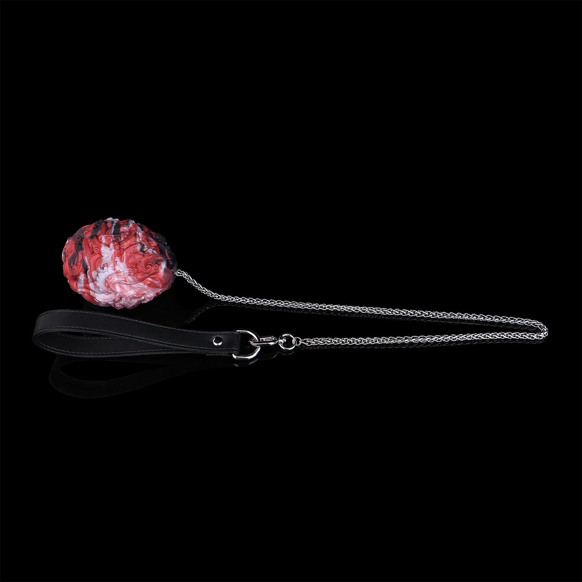 Tentacle Silicone Oviposition Egg Gag & Plug with Steel Chain & Leather Strap
