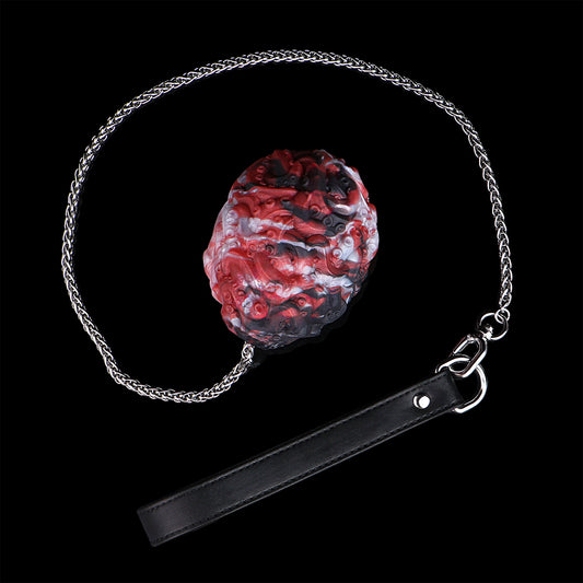 Tentacle Silicone Oviposition Egg Gag & Plug with Steel Chain & Leather Strap