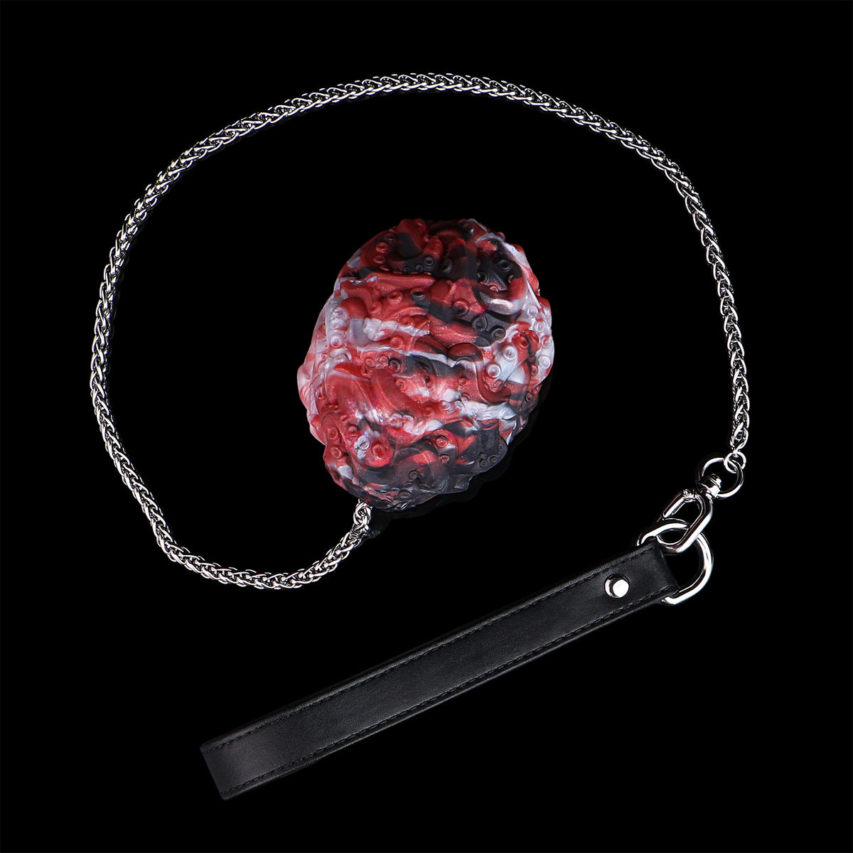 Tentacle Silicone Oviposition Egg Gag & Plug with Steel Chain & Leather Strap