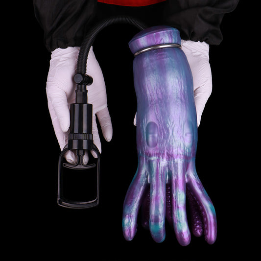 Domlust Fantasy Octopus Pocket Pussy – Platinum Silicone Tentacle Masturbator with Vacuum Penis Pump Alien Fetish Sex Toy for Men