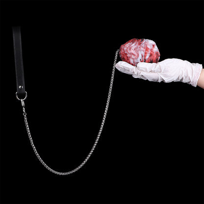 Tentacle Silicone Oviposition Egg Gag & Plug with Steel Chain & Leather Strap