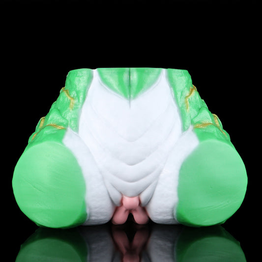 Dragon Kin Sex Doll | Jade-Green Scale Armour Fantasy Butt Stroker — Dual-Channel Vaginal & Anal Entry, Gold Vein Dragon Body, White Inner Zone in Dual-Layer Platinum Silicone