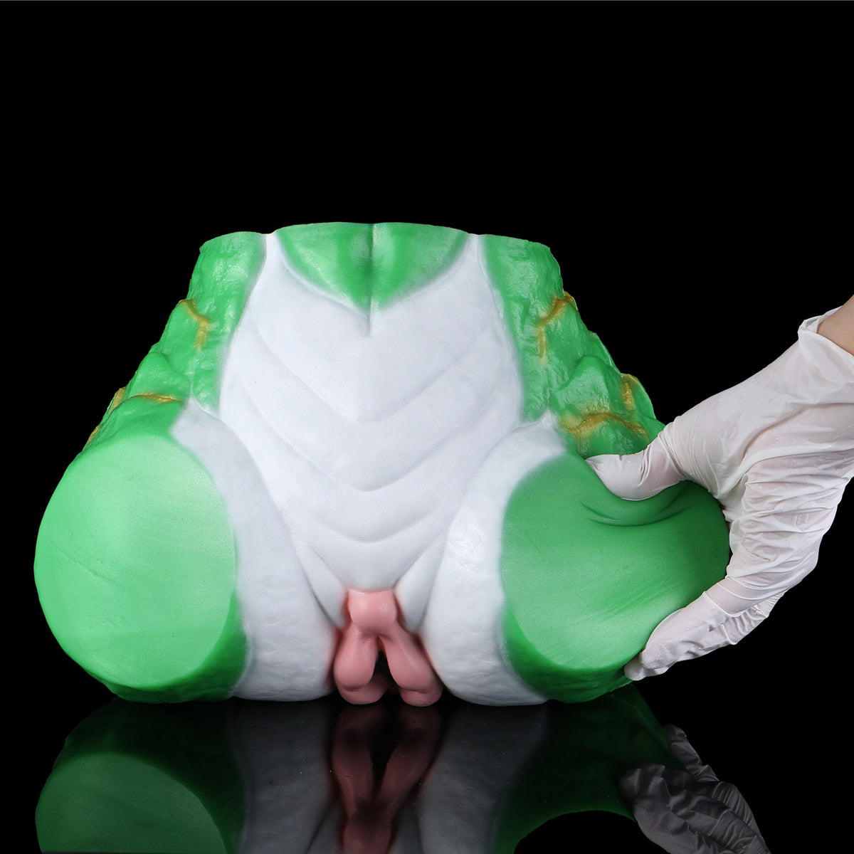 Dragon Kin Sex Doll | Jade-Green Scale Armour Fantasy Butt Stroker — Dual-Channel Vaginal & Anal Entry, Gold Vein Dragon Body, White Inner Zone in Dual-Layer Platinum Silicone