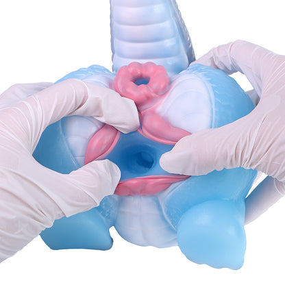 Frost Dragon Sex Doll Torso — Dual-Channel Fantasy Companion in Ice Blue Layered Scale Platinum Silicone