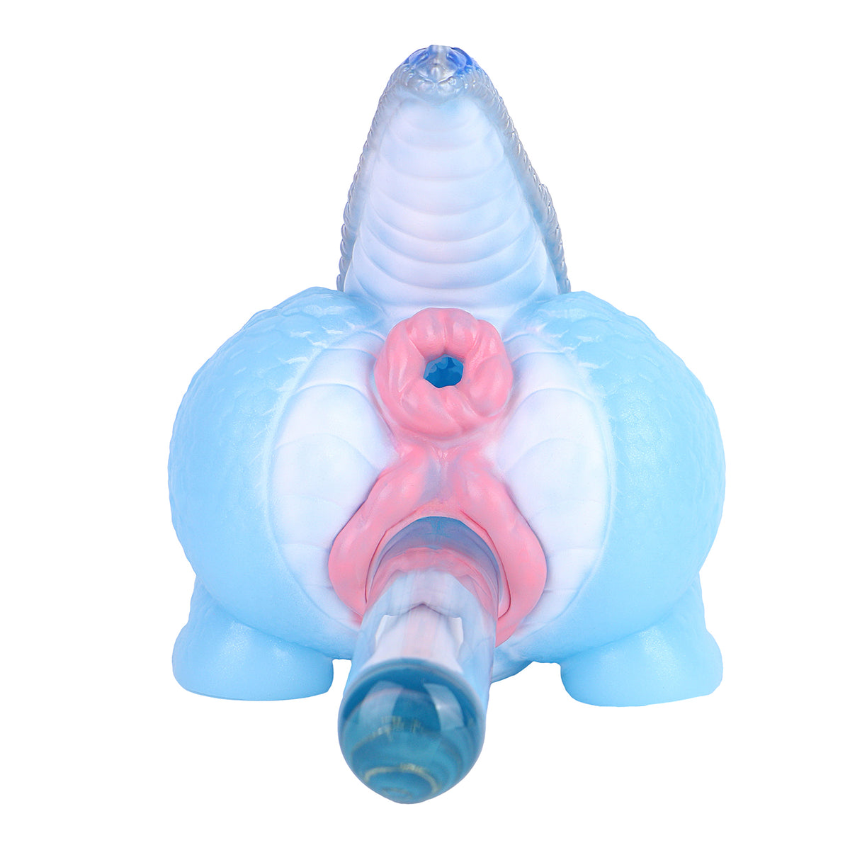 Frost Dragon Sex Doll Torso — Dual-Channel Fantasy Companion in Ice Blue Layered Scale Platinum Silicone