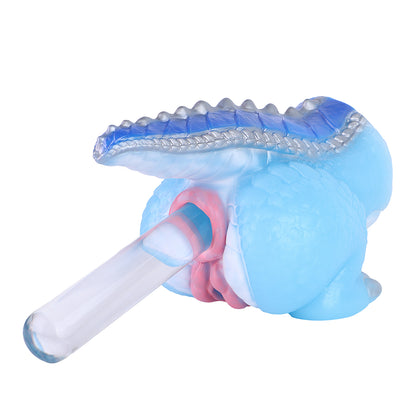 Frost Dragon Sex Doll Torso — Dual-Channel Fantasy Companion in Ice Blue Layered Scale Platinum Silicone