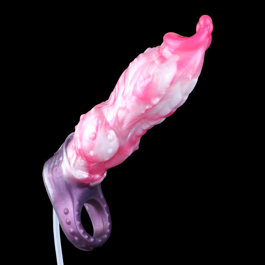 Stellar Fang Cock Sleeve | Fantasy Squirting Penis Extender with Cock Ring — Platinum Silicone