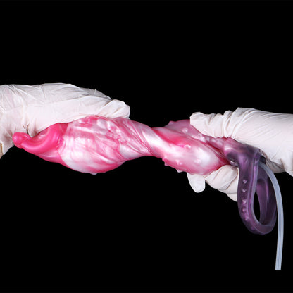 Stellar Fang Cock Sleeve | Fantasy Squirting Penis Extender with Cock Ring — Platinum Silicone