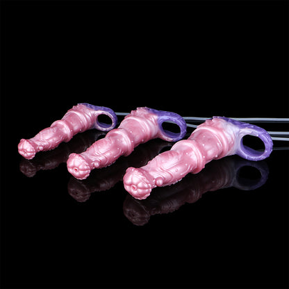 Abyssal Crown Cock Sleeve | Fantasy Squirting Penis Sleeve with Scallop Tip & Cock Ring — Platinum Silicone