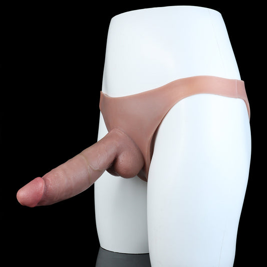 Chocolate Skin Strap-On Dildo with Silicone Briefs — Ultra-Realistic Platinum Silicone Wearable Dildo for Women & Couples