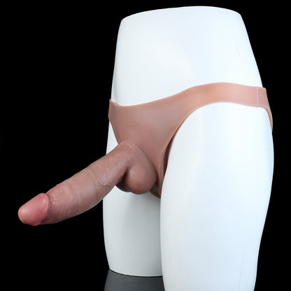 Chocolate Skin Strap-On Dildo with Silicone Briefs — Ultra-Realistic Platinum Silicone Wearable Dildo for Women & Couples