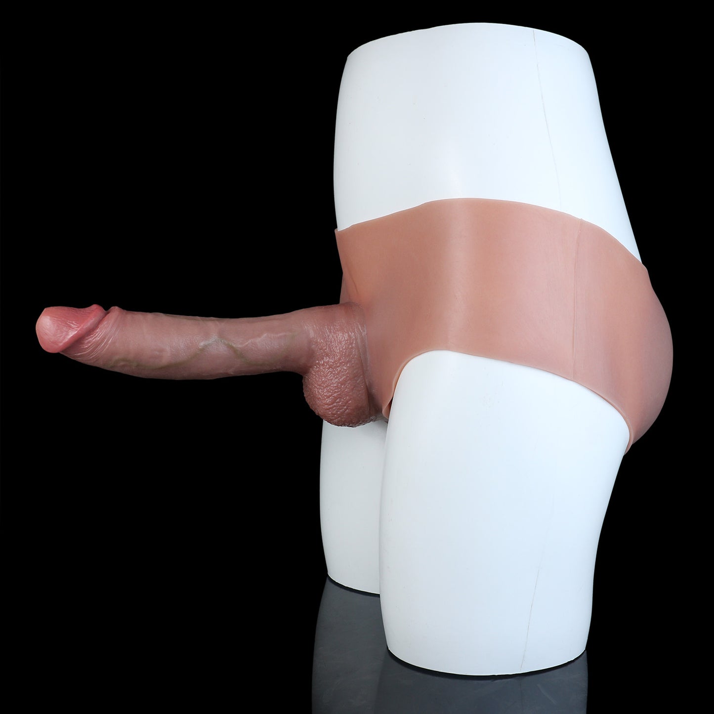 Extra Girth Strap-On Dildo with Skin-Tone Silicone Briefs — Thick Realistic Platinum Silicone Wearable Penis for ED & Size Enhancement