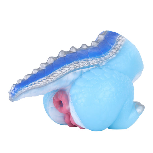 Frost Dragon Sex Doll Torso — Dual-Channel Fantasy Companion in Ice Blue Layered Scale Platinum Silicone