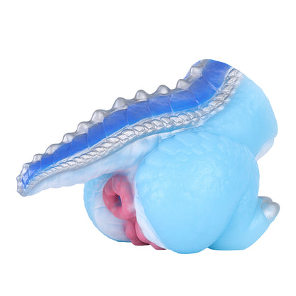Frost Dragon Sex Doll Torso — Dual-Channel Fantasy Companion in Ice Blue Layered Scale Platinum Silicone